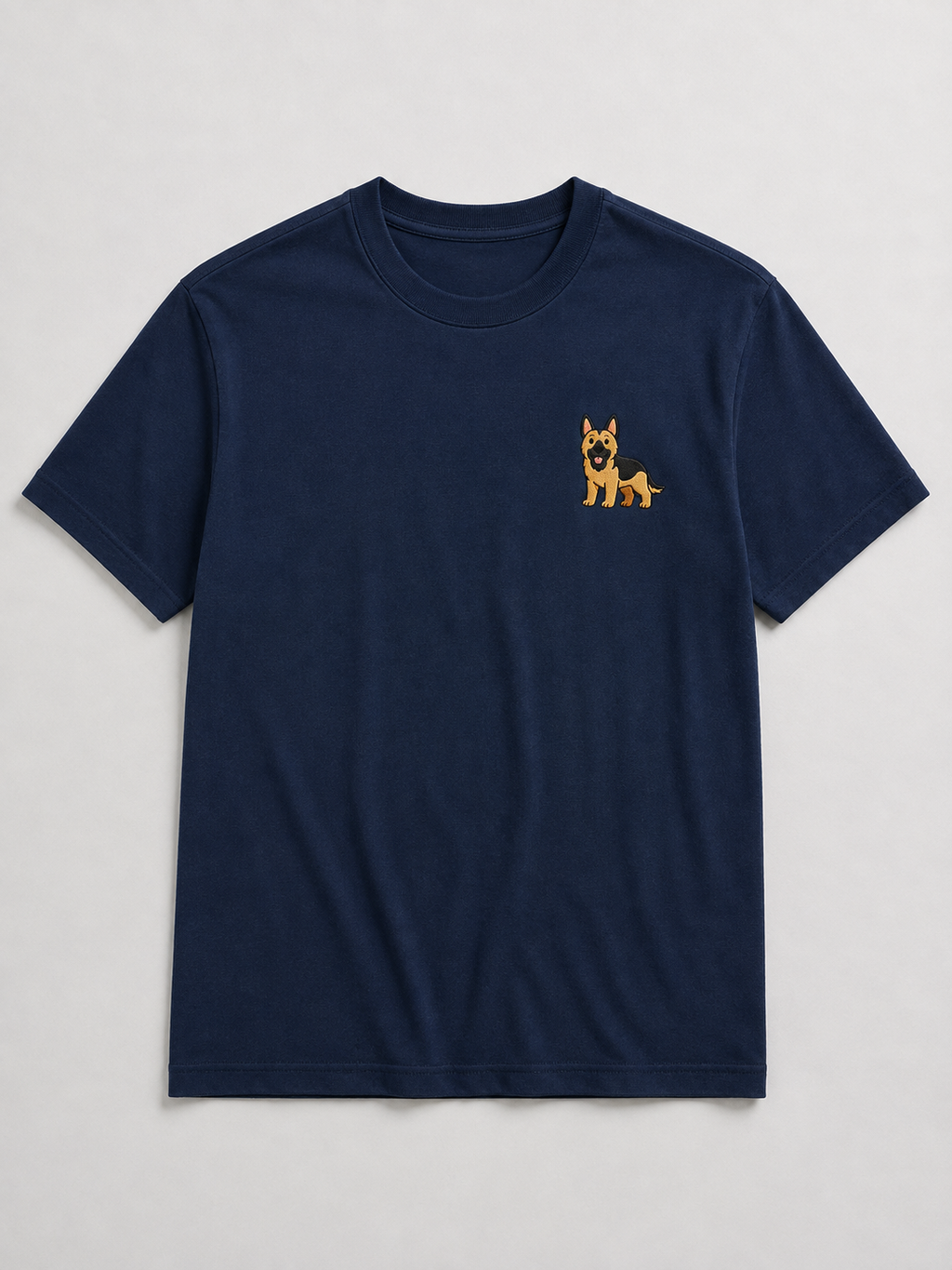 German Shepherd Embroidered Tee fabric and print detail shot