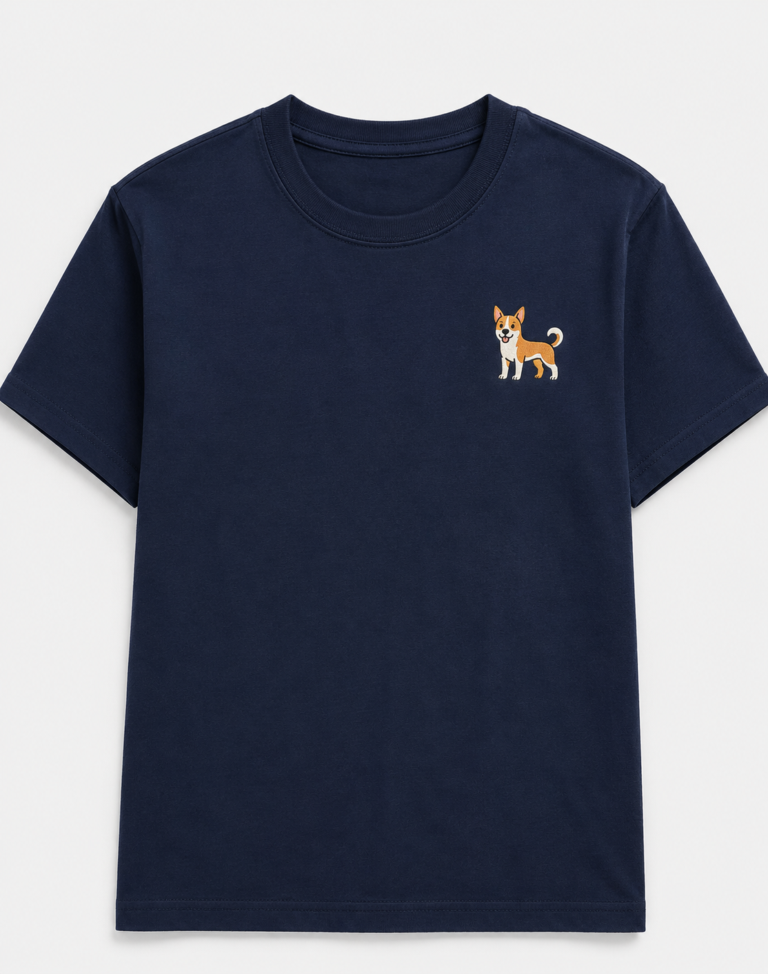 Indie Dog Embroidered Tee close-up of the graphic print