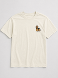 German Shepherd Embroidered Tee styled on a model, casual outfit