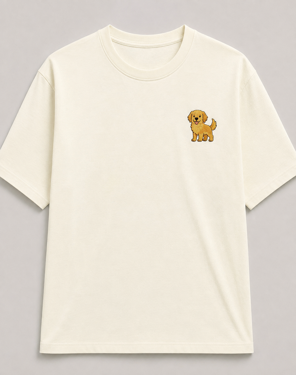 Golden Retriever Embroidered Tee flat lay product photo