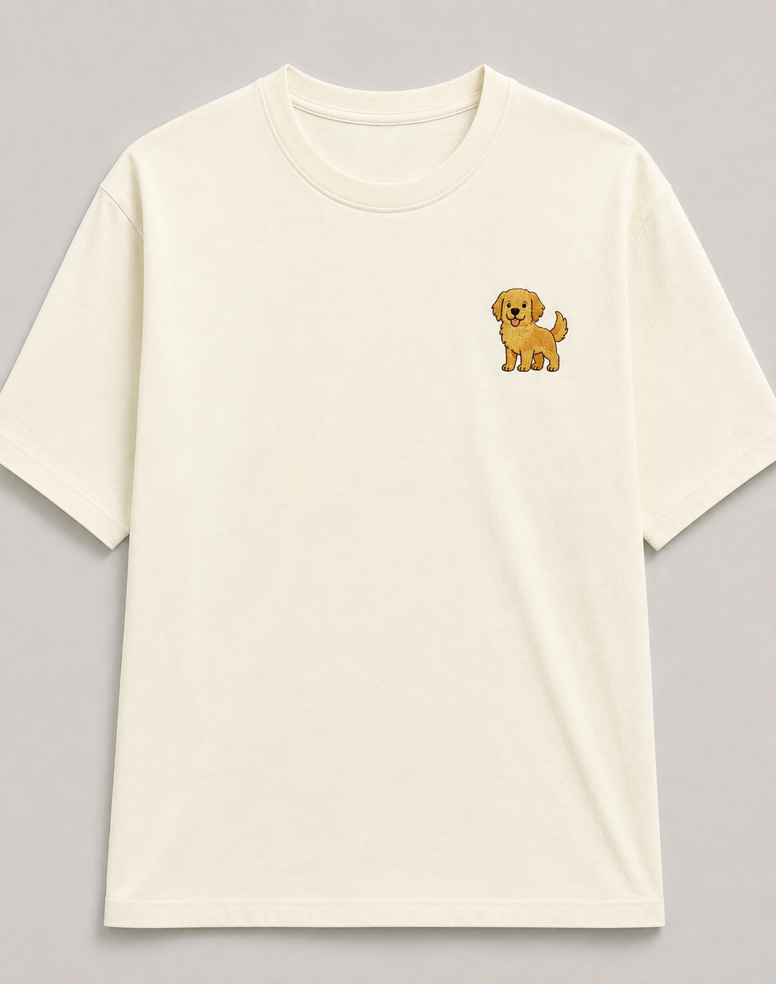 Golden Retriever Embroidered Tee flat lay product photo