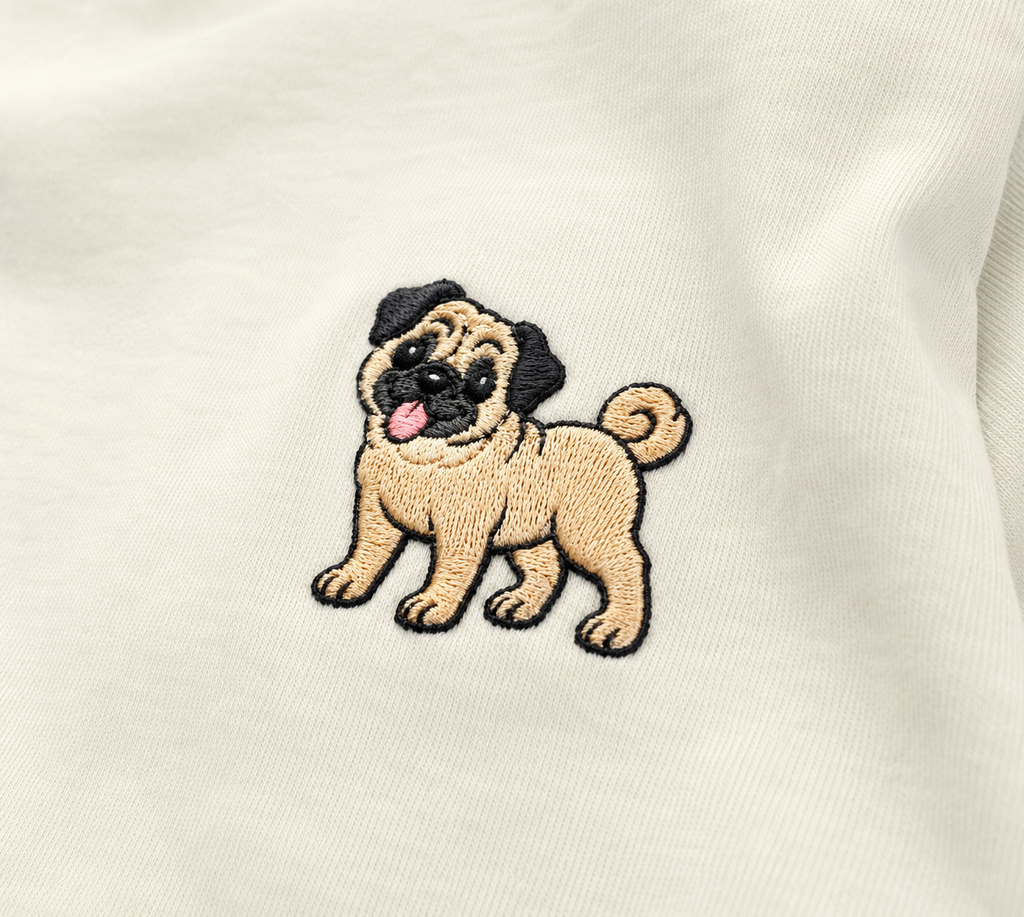 Pug Embroidered Tee