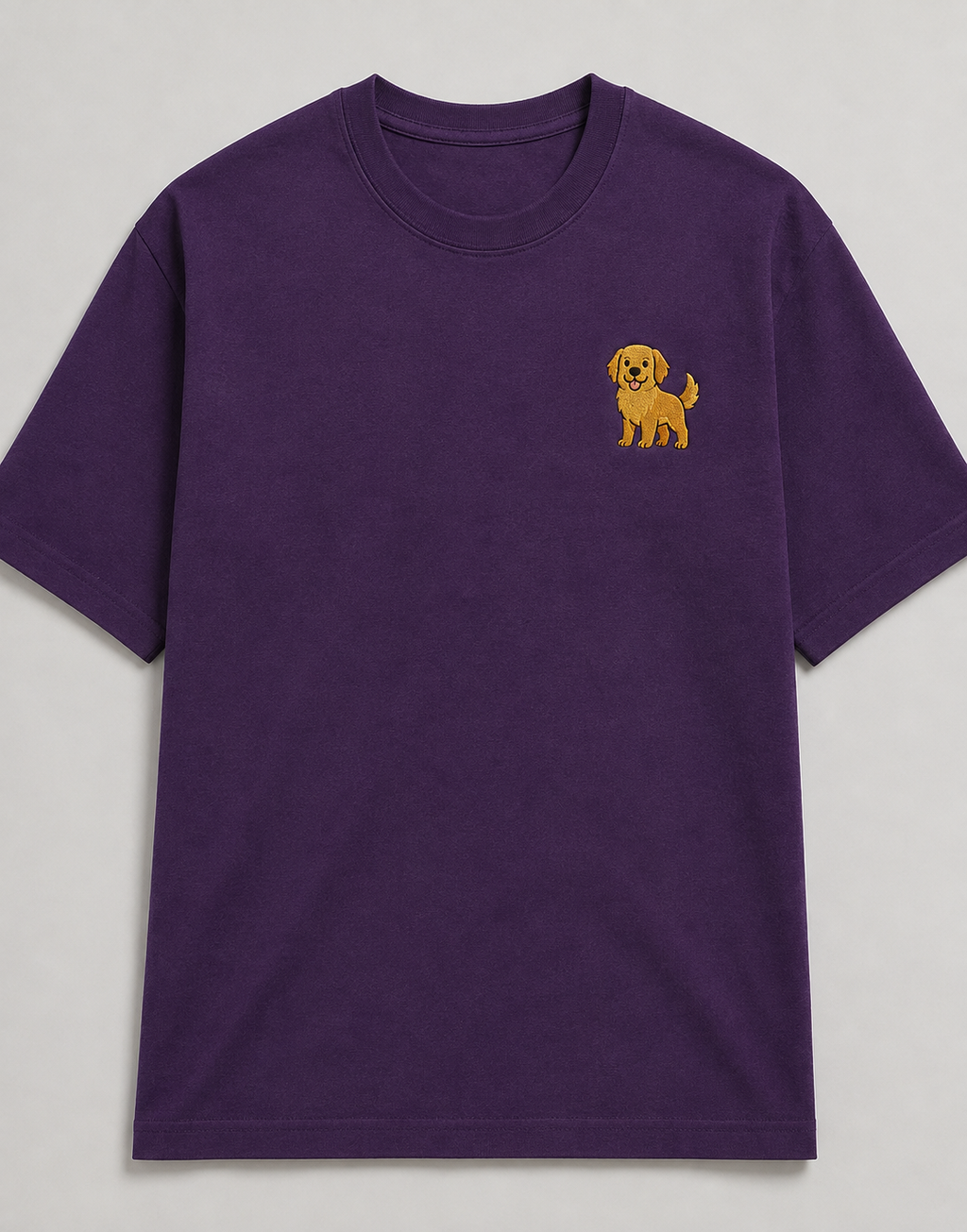 Golden Retriever Embroidered Tee fabric and print detail shot