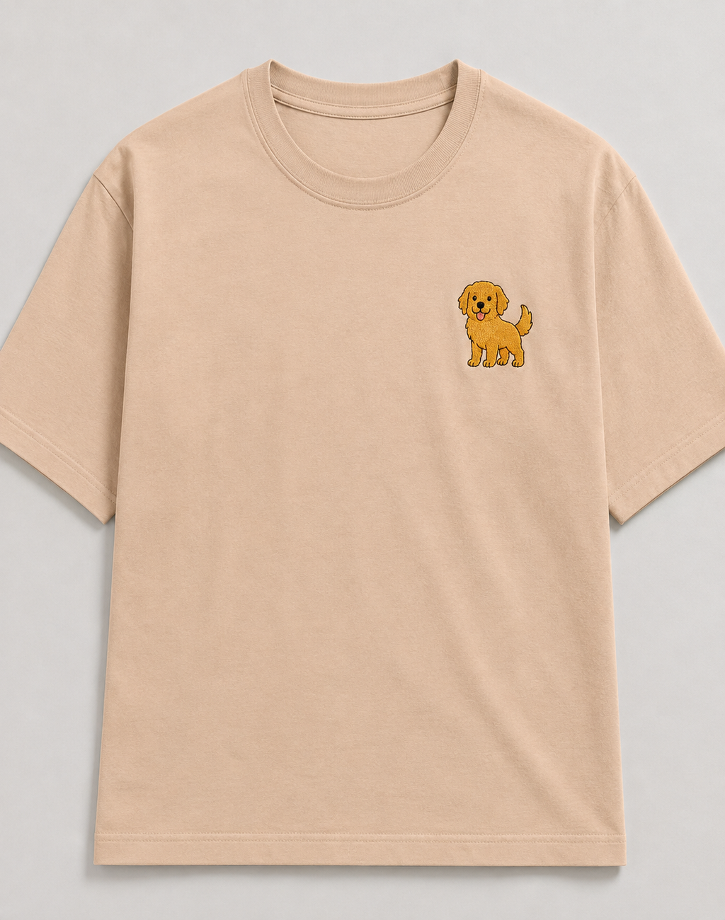 Golden Retriever Embroidered Tee worn by a model outdoors