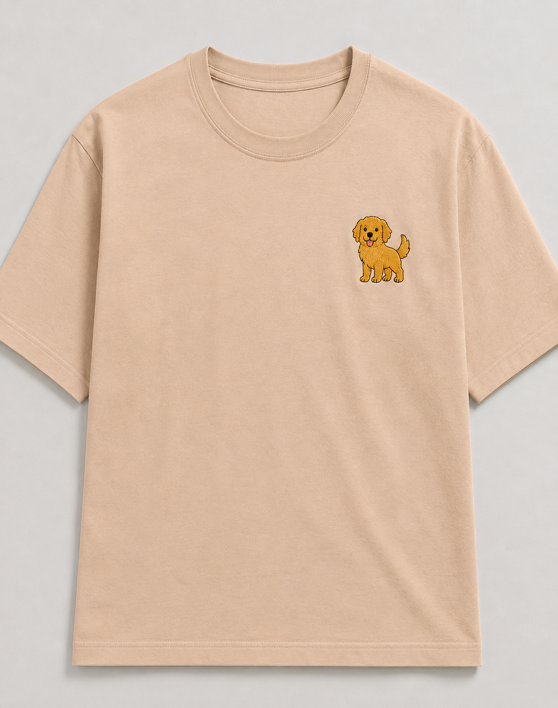 Golden Retriever Embroidered Tee worn by a model outdoors