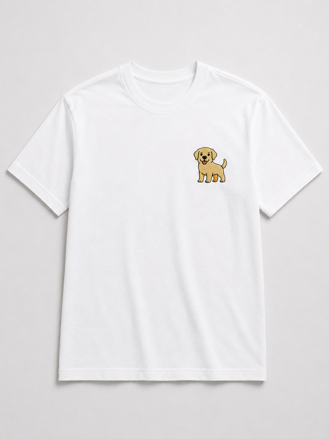 Labrador Embroidered Tee fabric and print detail shot