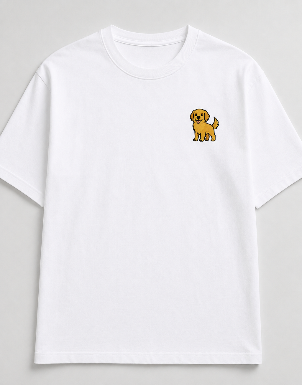 Golden Retriever Embroidered Tee worn by a model, front view