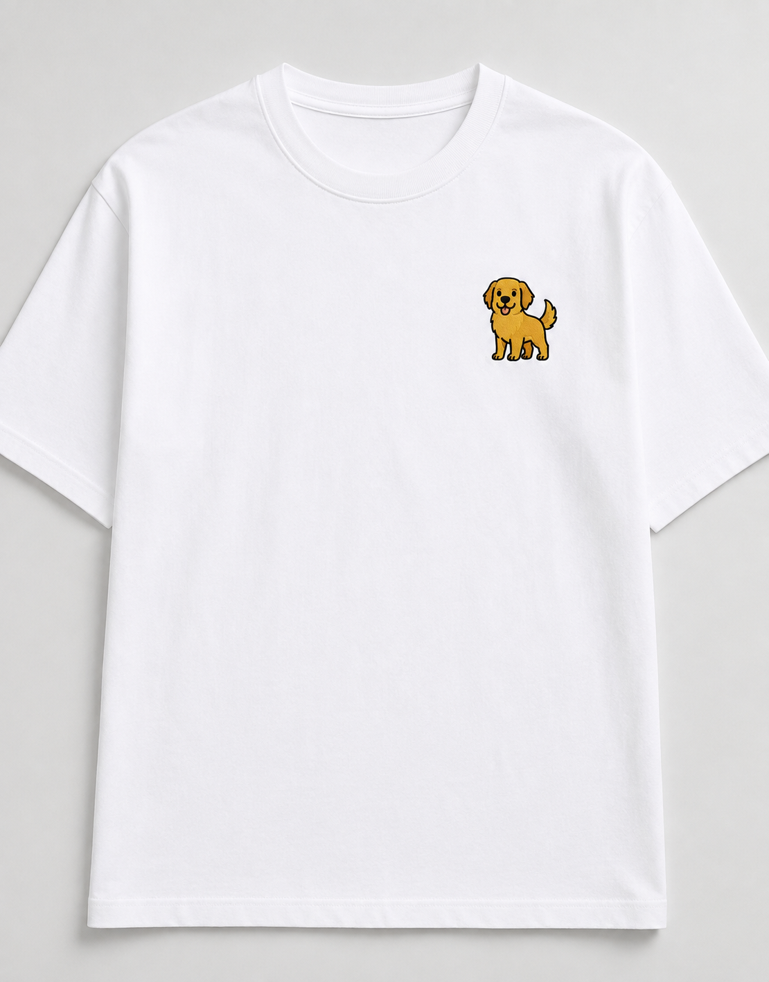 Golden Retriever Embroidered Tee worn by a model, front view