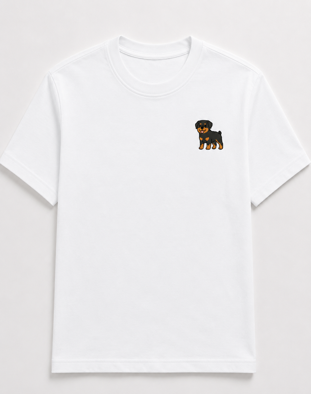 Rottweiler Embroidered Tee worn by a model, front view