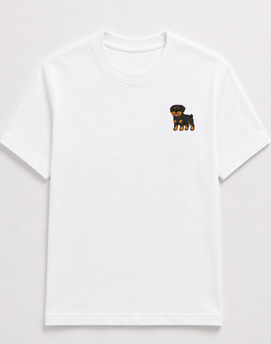 Rottweiler Embroidered Tee worn by a model, front view